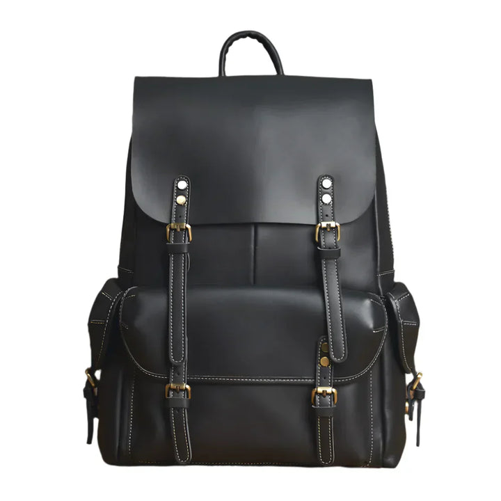 Sac à dos de voyage en cuir véritable robuste en marron | Grand sac à dos