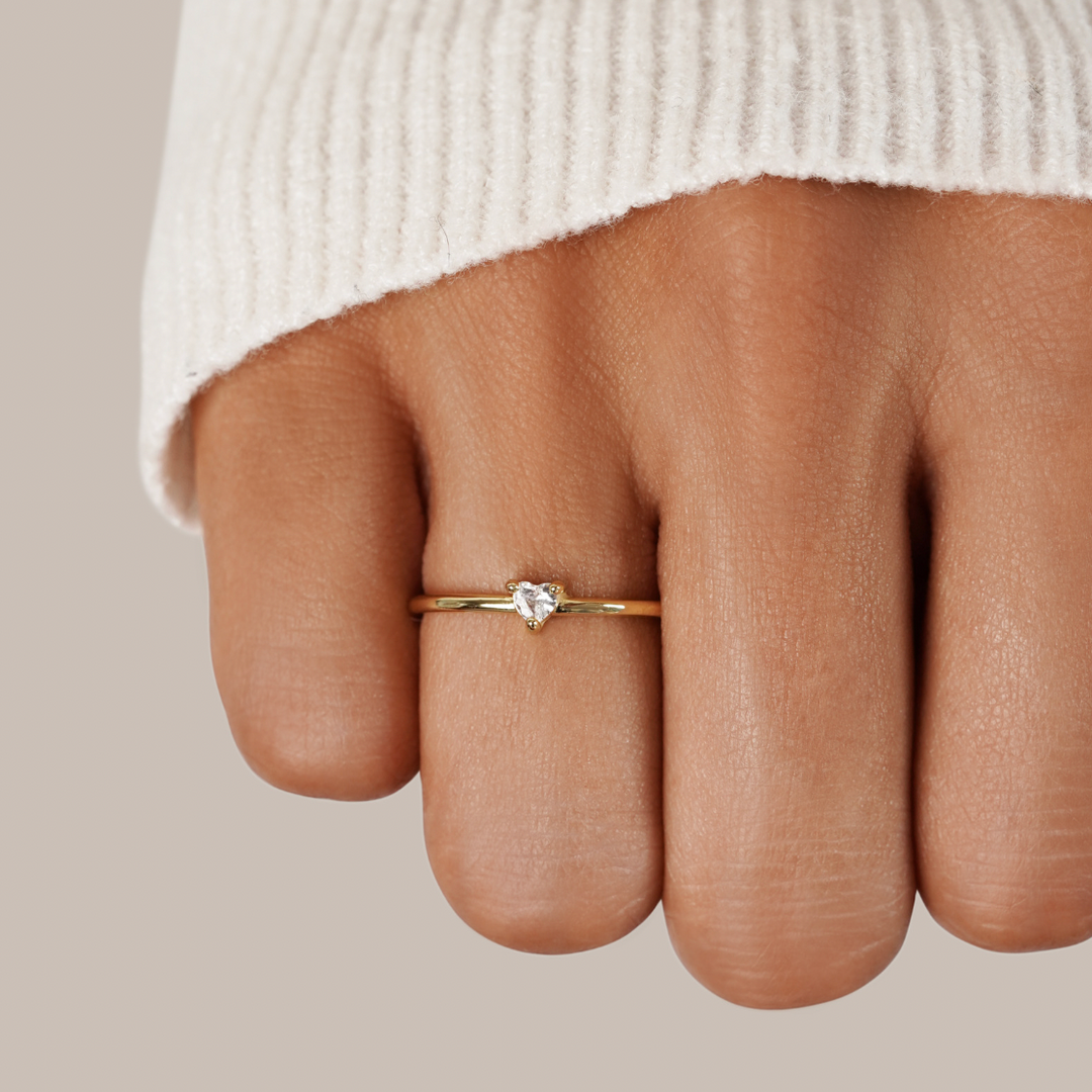 Heart-Shaped Crystal Ring