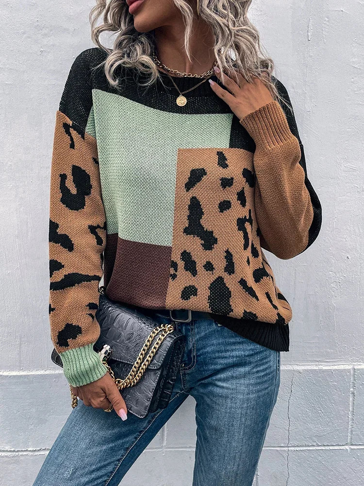 Augustine™ | Pull Patchwork Léopard Vintage