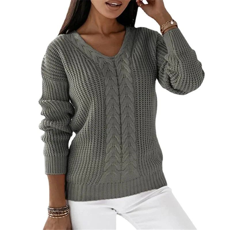 Brune™ | Pull Tricoté Vintage à Col V