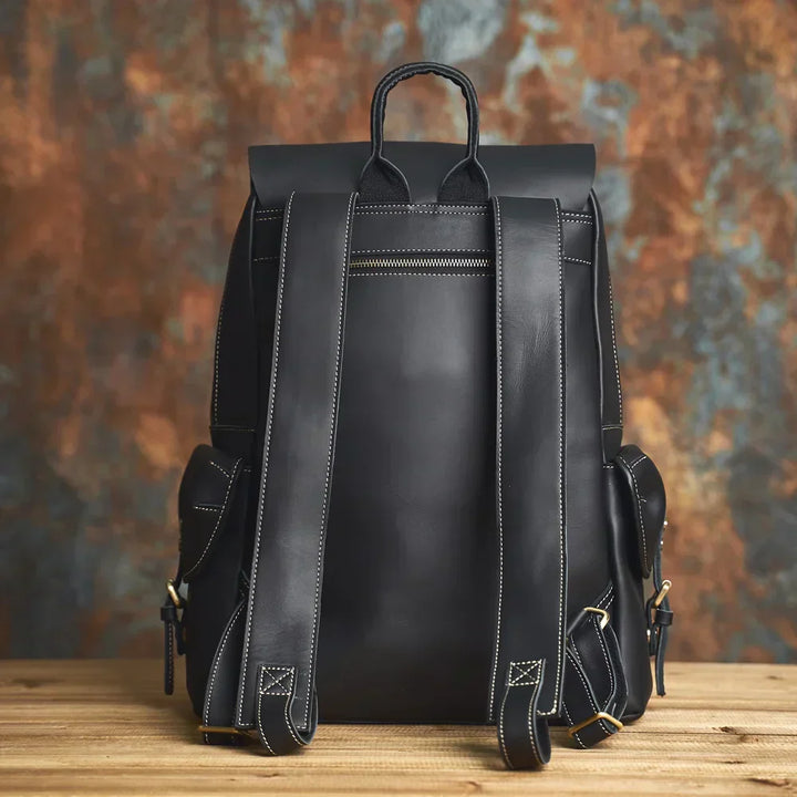 Sac à dos de voyage en cuir véritable robuste en marron | Grand sac à dos
