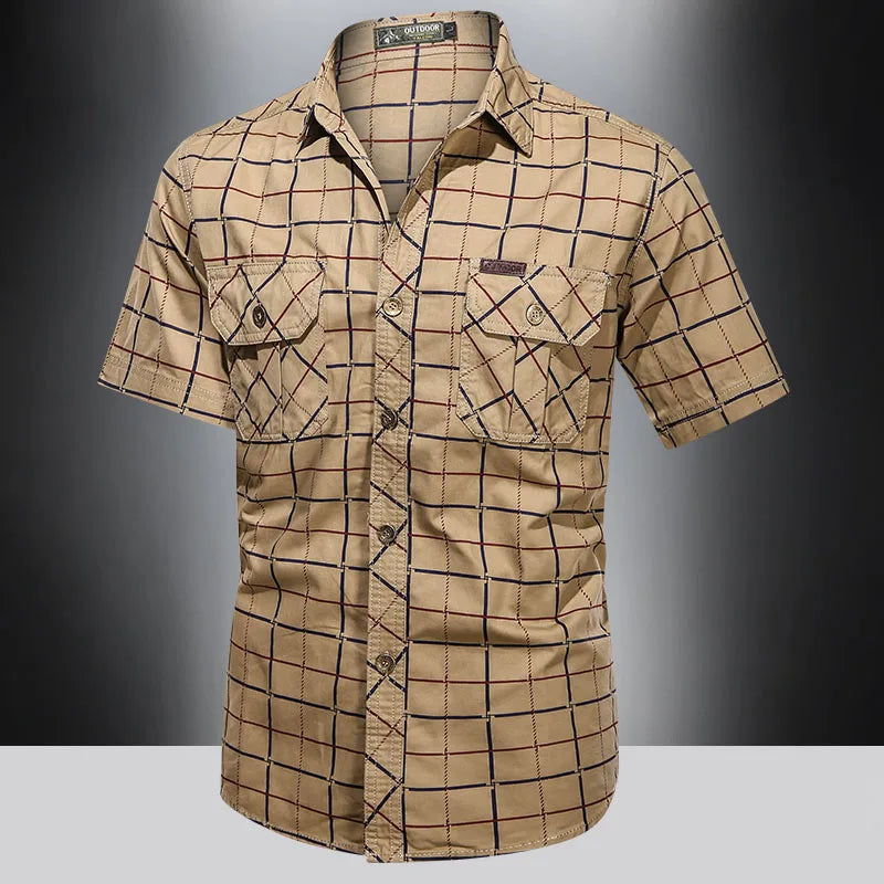 Savrani™ | Chemise élégante à manches courtes à carreaux