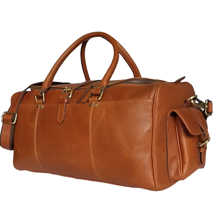 Sac de week-end en cuir marron