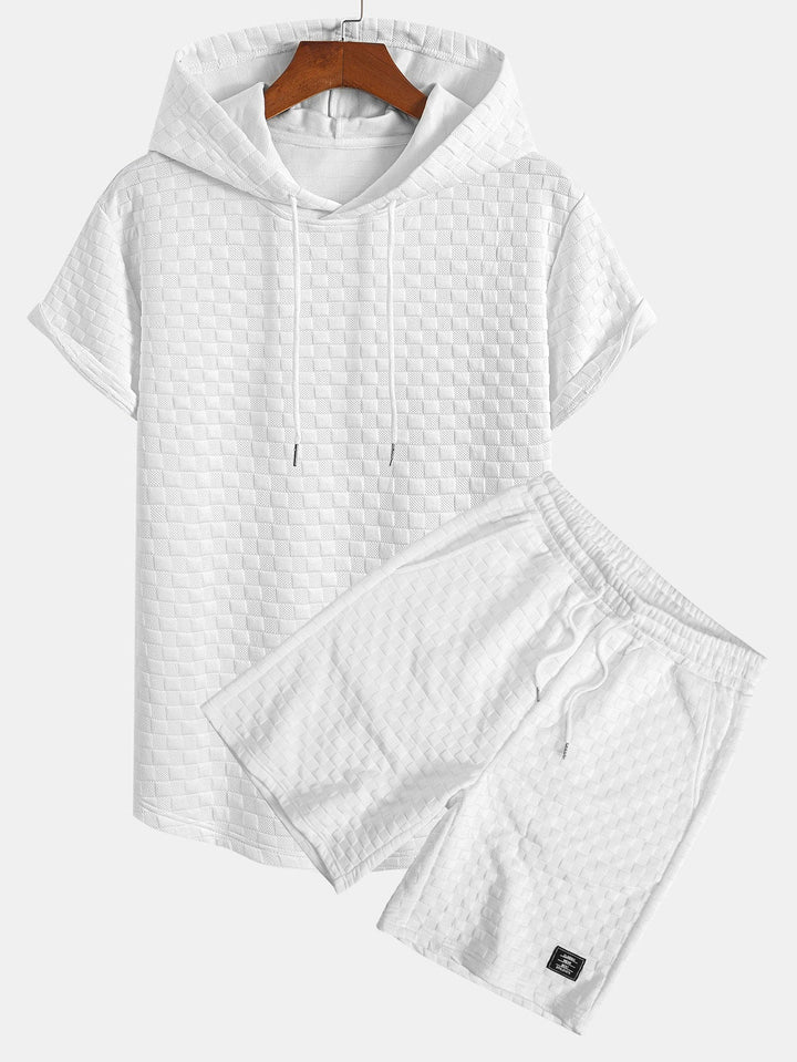 Sweat à capuche à ourlet en jacquard à damier <tc>T-Shirt</tc> &amp; Jacquard à damier <tc>S</tc>horts