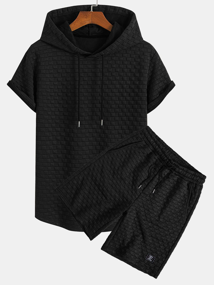 Sweat à capuche à ourlet en jacquard à damier <tc>T-Shirt</tc> &amp; Jacquard à damier <tc>S</tc>horts