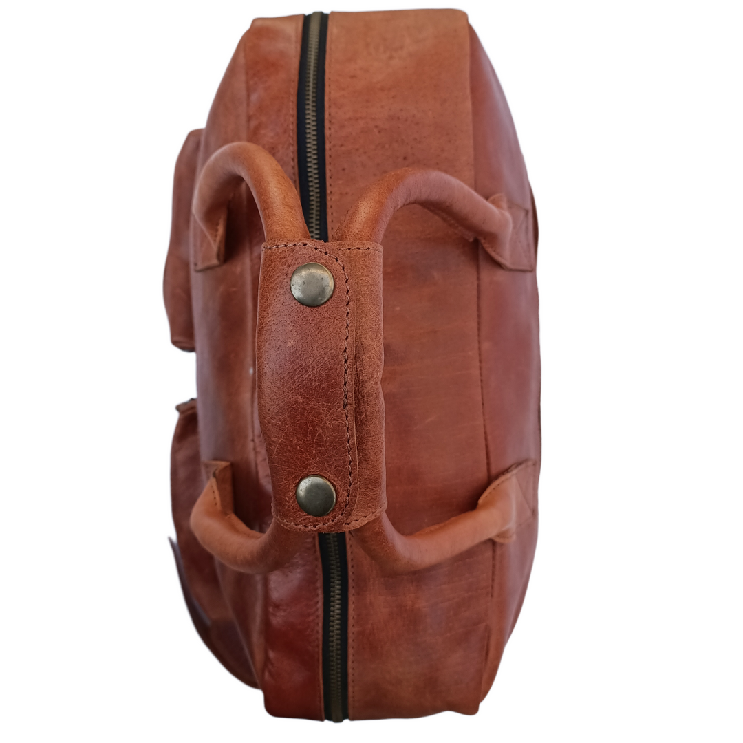 Sac à documents en cuir brun rustique