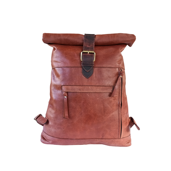 "Rucksack en cuir brun foncé" peut être reformulé en "Rucksack en cuir brun dans une teinte foncée".