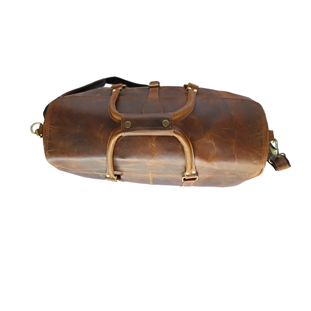 Sac de voyage en cuir ciré beige