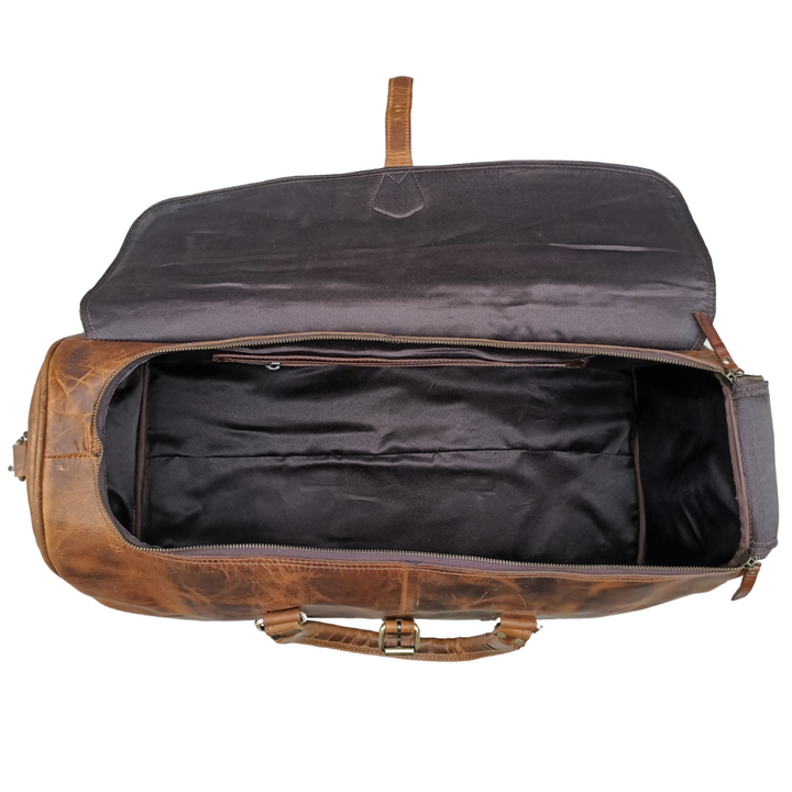 Sac de voyage en cuir ciré beige