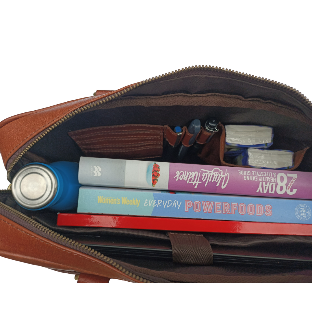 Sacoche pour ordinateur portable en cuir marron