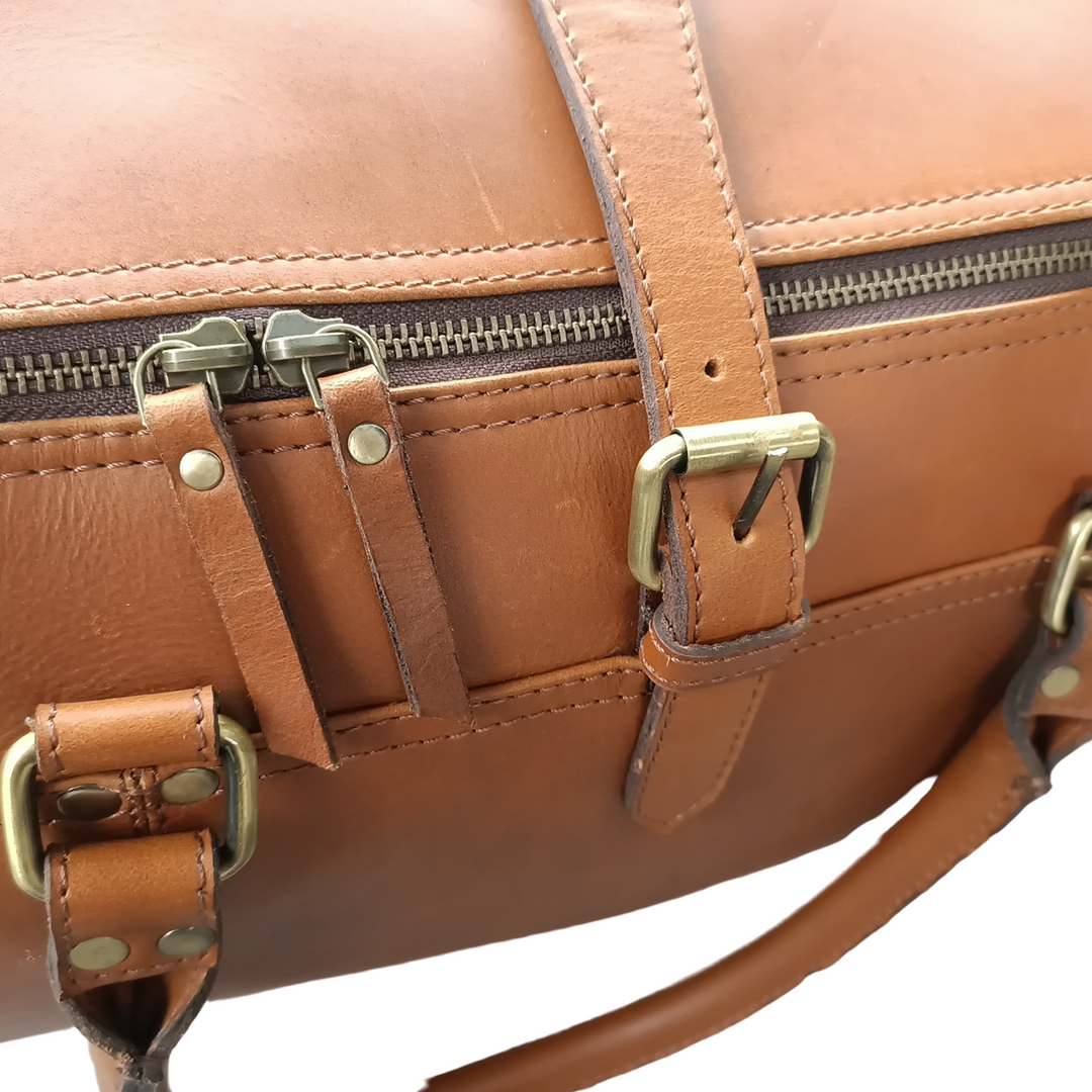 Sac de week-end en cuir marron