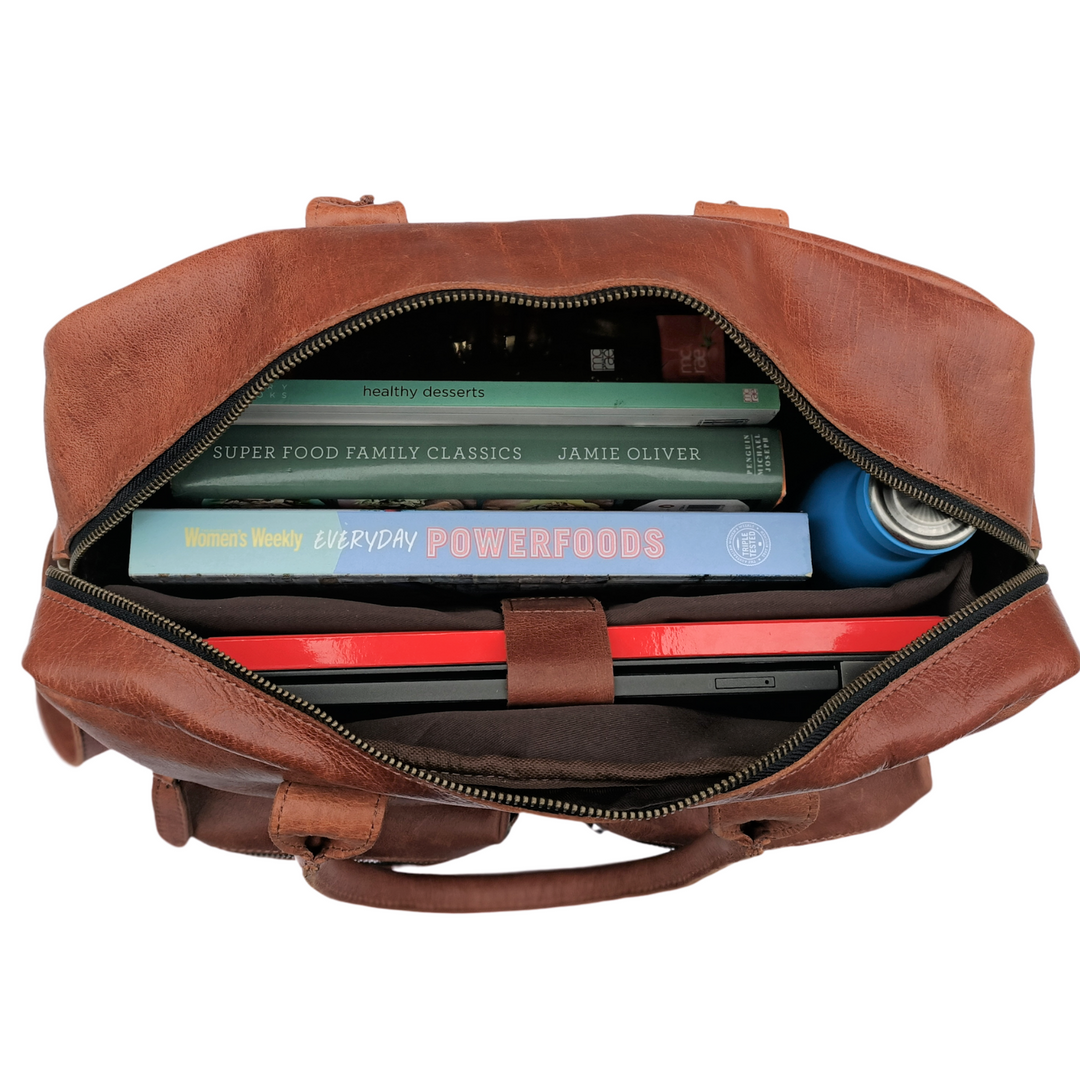 Sac à documents en cuir brun rustique