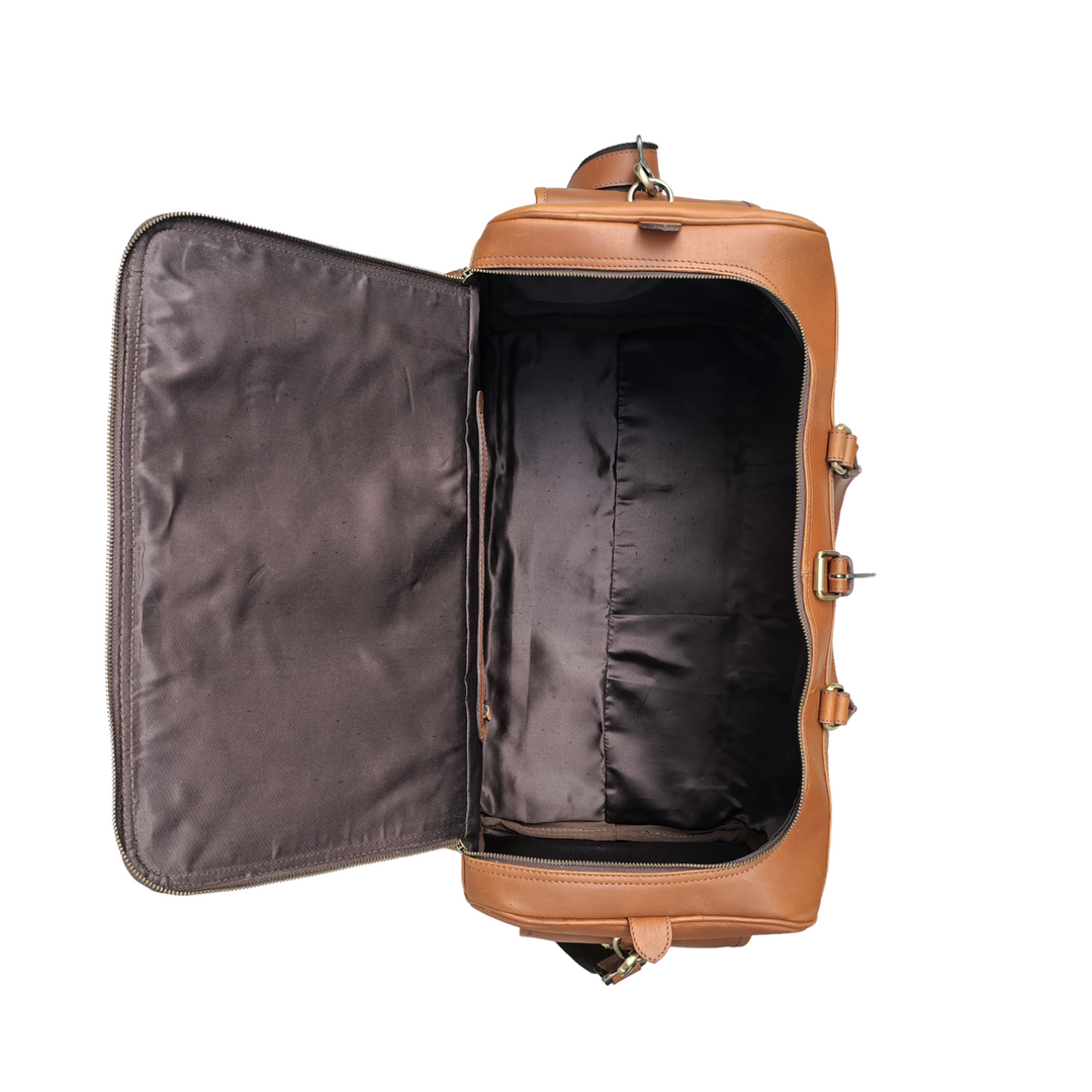Sac de week-end en cuir marron
