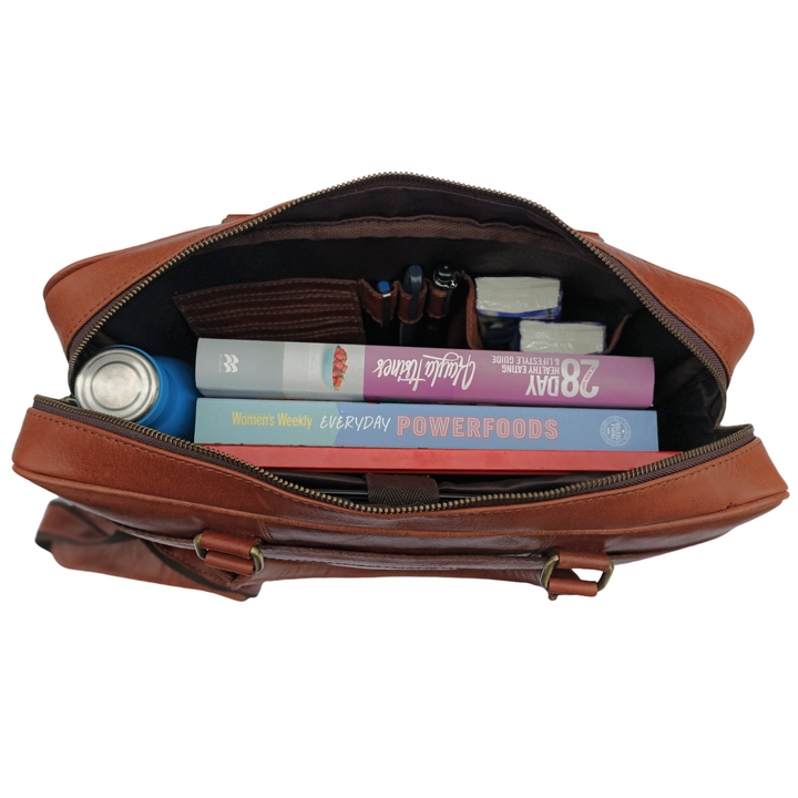 Sacoche pour ordinateur portable en cuir marron
