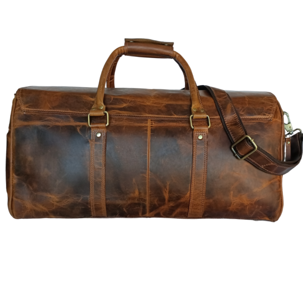 Sac de voyage en cuir ciré beige