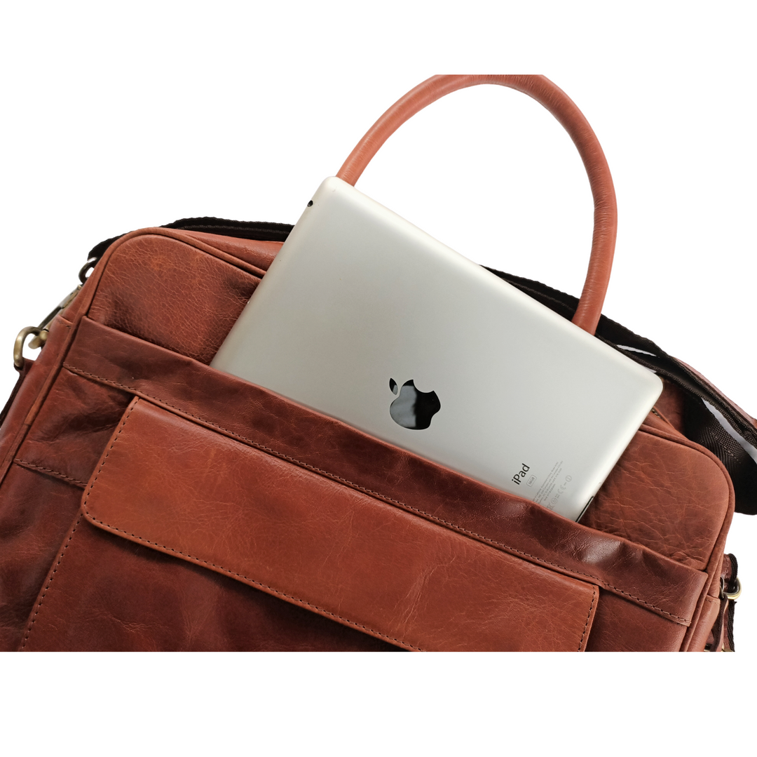 Sacoche pour ordinateur portable en cuir marron