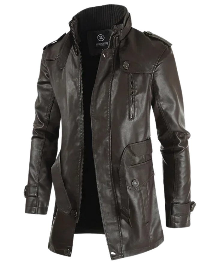 Veste de motard en cuir longue et élégante