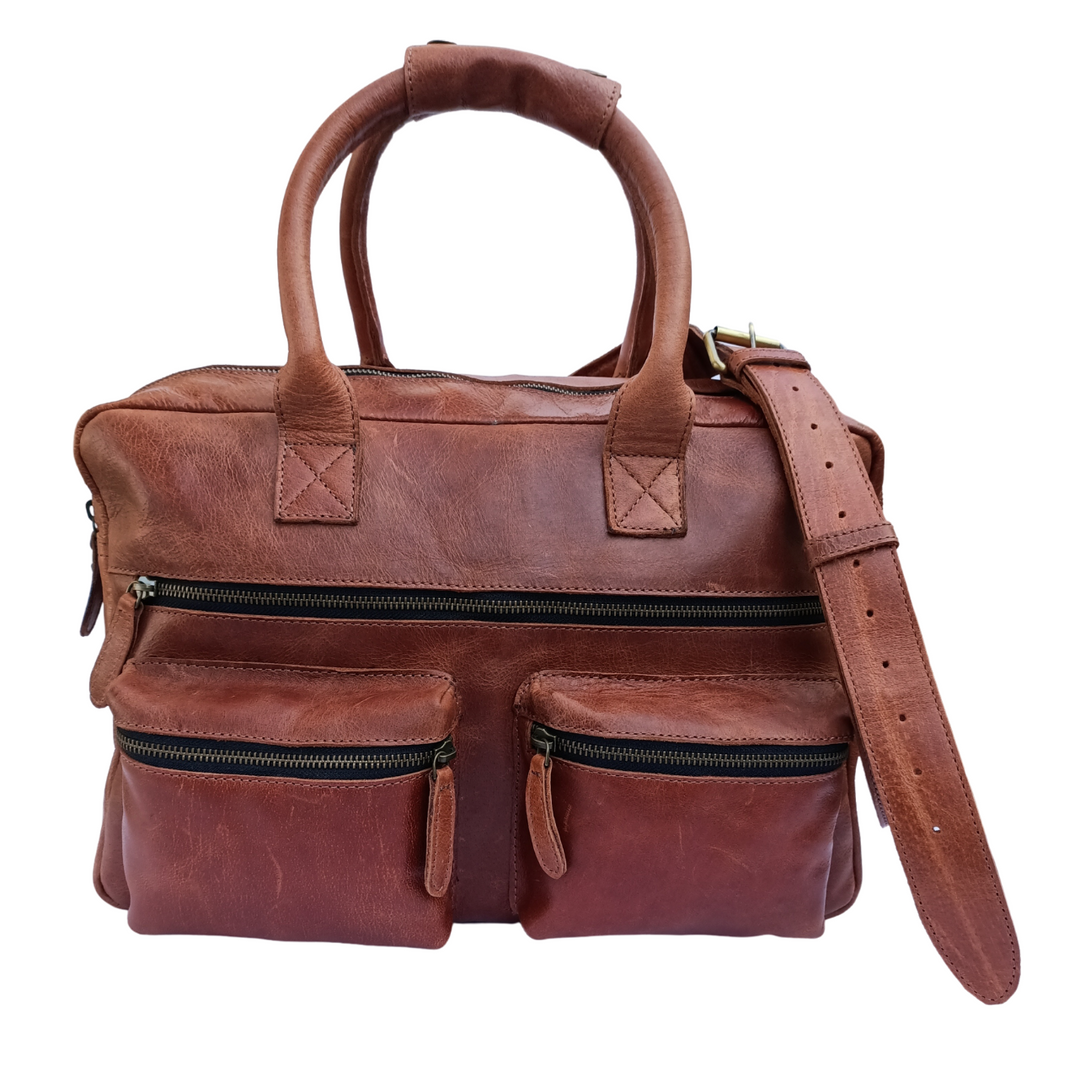 Sac à documents en cuir brun rustique