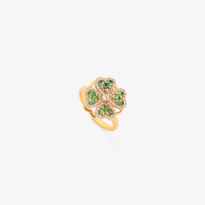 Bague Tourbillon Trèfle Émeraude | Or