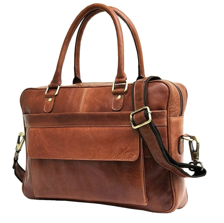 Sacoche pour ordinateur portable en cuir marron