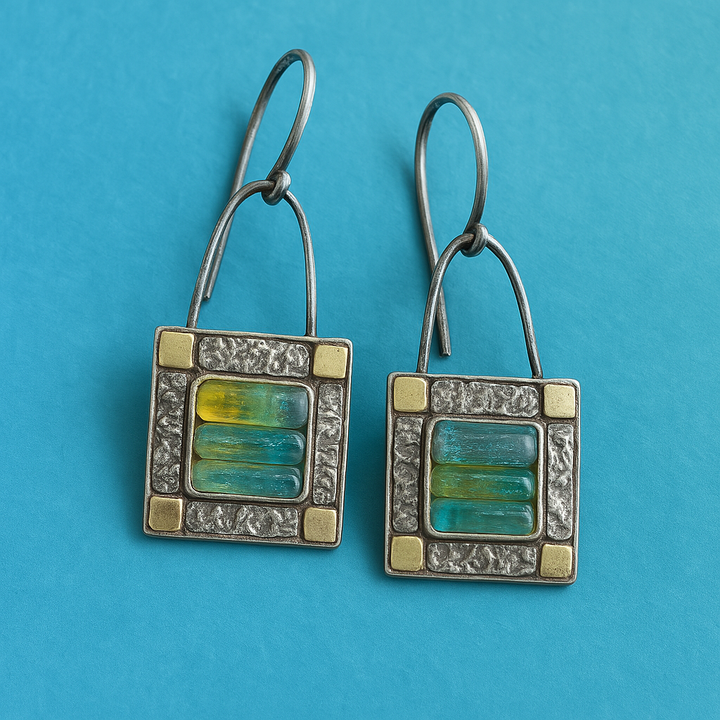 Celestia™ | Boucles d'oreilles en cristal bleu vert scintillant