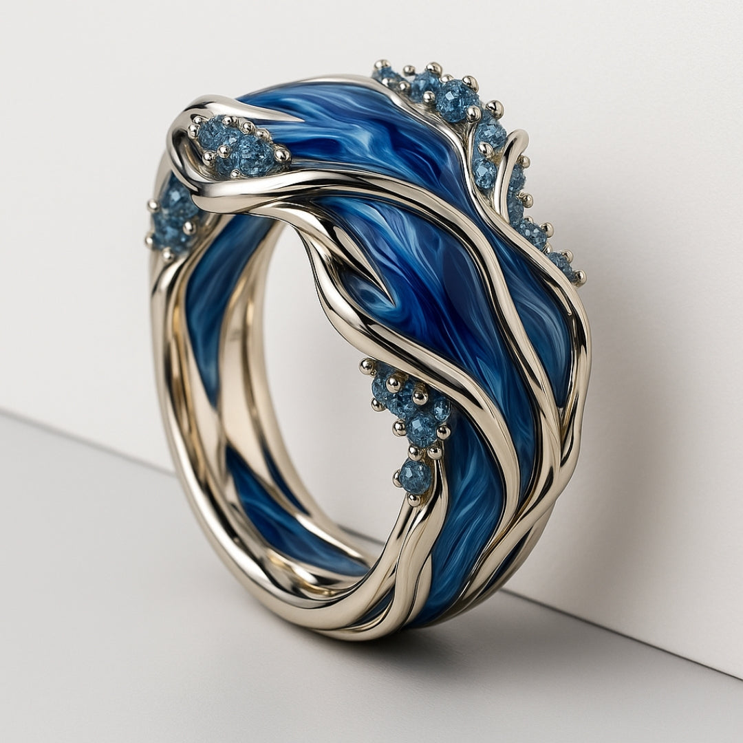 Bague Vintage Dorée Océan Ondulée