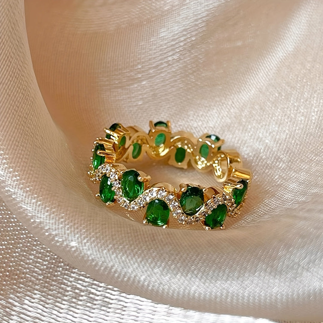 Bague ouverte en émeraude pétillante Calira | Or