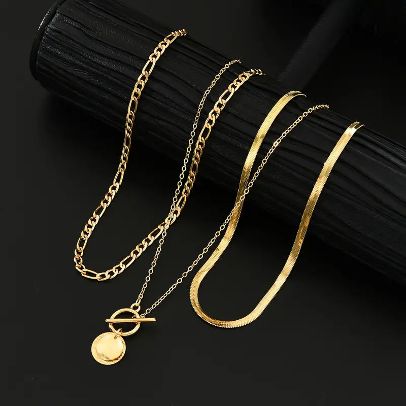 Collier superposé en pièces texturées Savira | Or
