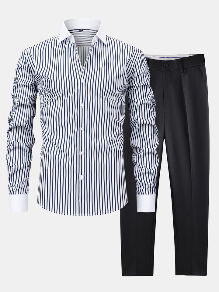 Chemise Winchester rayée infroissable & Pantalon fuselé slim fit
