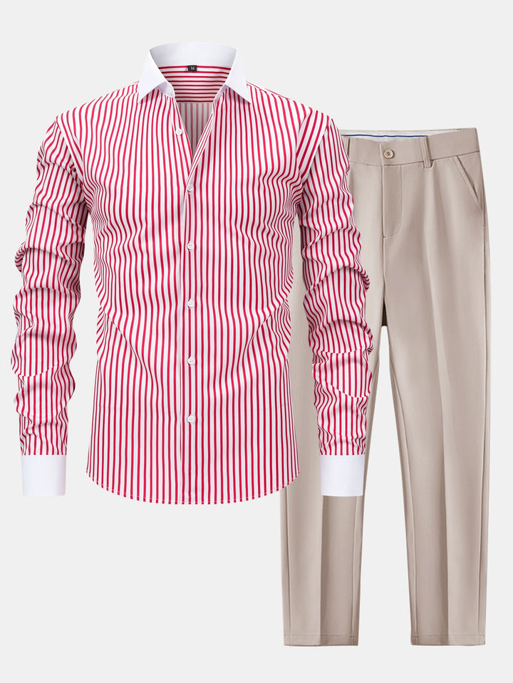 Chemise Winchester rayée infroissable & Pantalon fuselé slim fit
