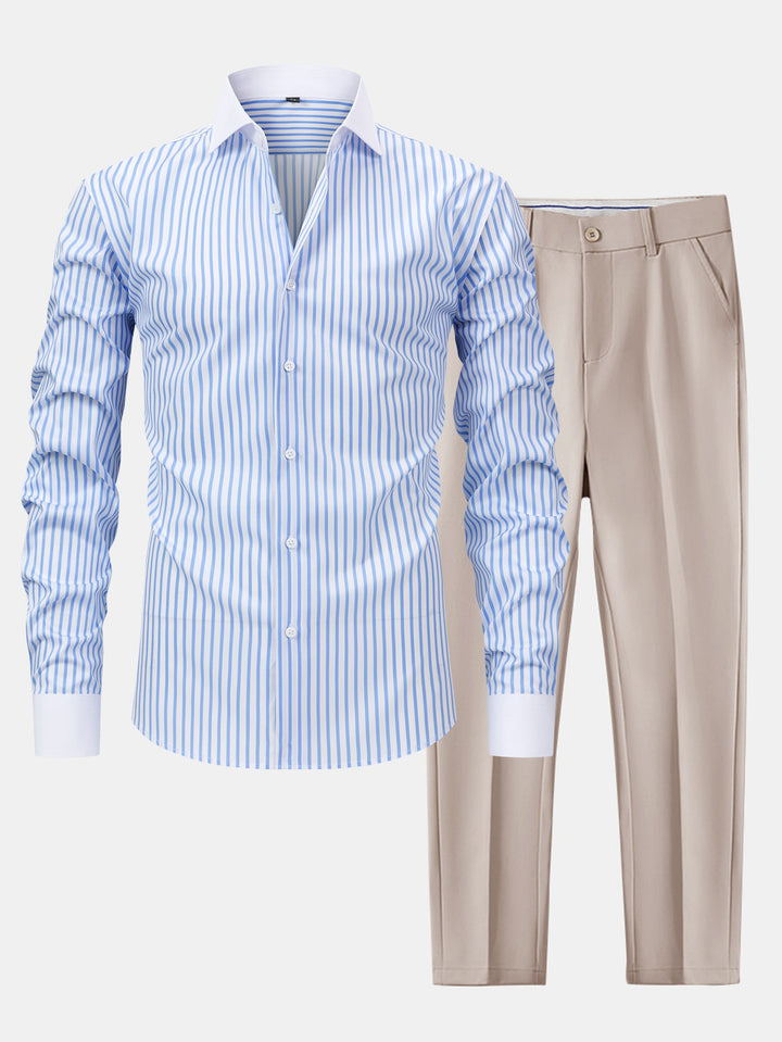 Chemise Winchester rayée infroissable & Pantalon fuselé slim fit