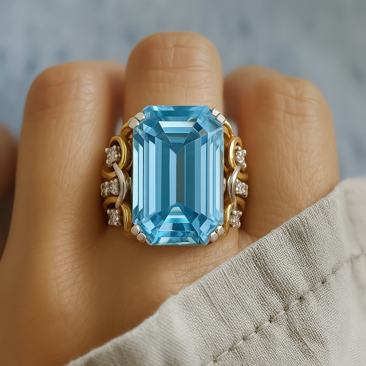 Luna™ | Bague Superposée Élégante avec Zirconia Bleu Vintage