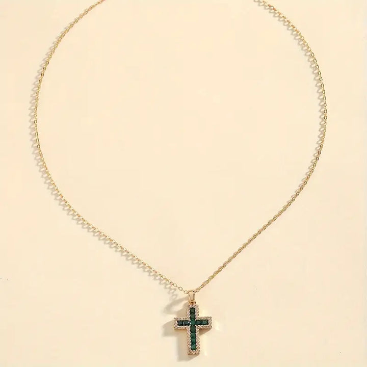 Pendentif croix en émeraude Solene | Or