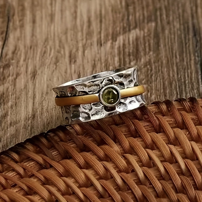 “Chic Green Zirconium Ring”