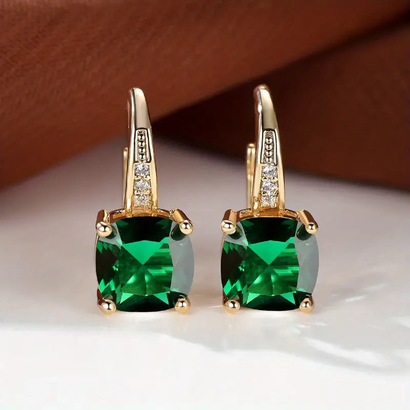 Boucles d'oreilles en forme de cercle en pierre mystique | Or