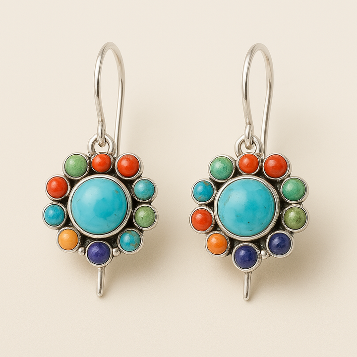 Ayla™ | Boucles d'oreilles rondes en turquoise multicolore