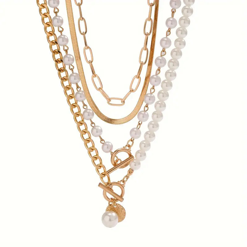 Collier Vintage en Perles & Chaîne en Or Serpent | Or