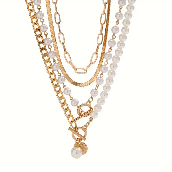 Collier Vintage en Perles & Chaîne en Or Serpent | Or