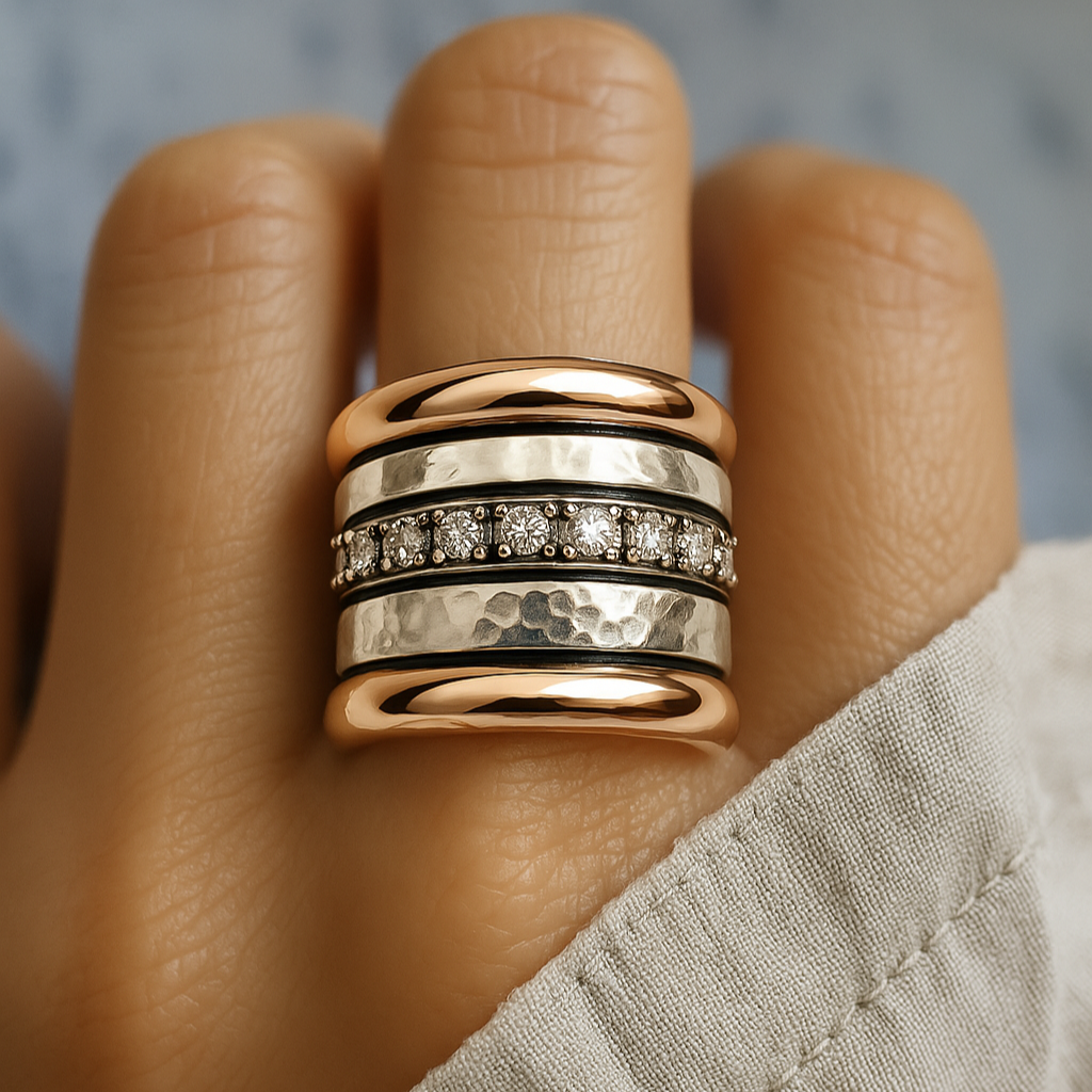 Luna™ | Bague Vintage Épaisse Superposée en Or