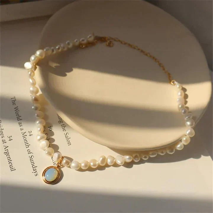 Luna™ | Collier de Perles avec Pierre de Lune en Or