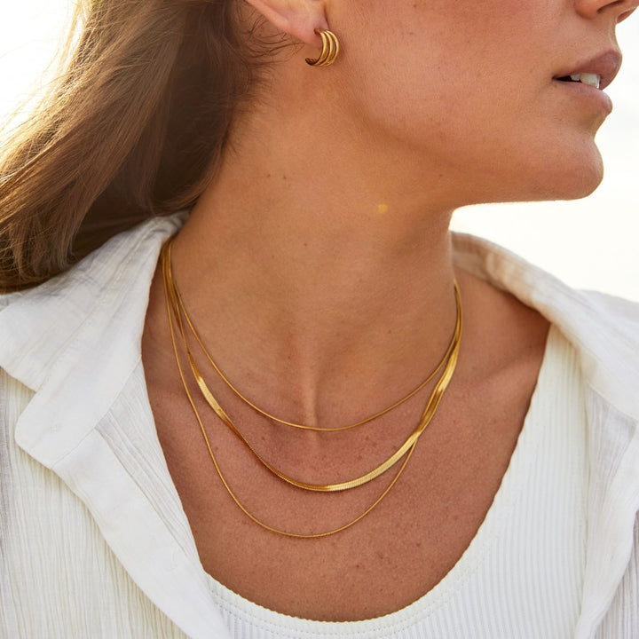 Luna™ | Collier Multistrat Doré avec Chaîne Élégante