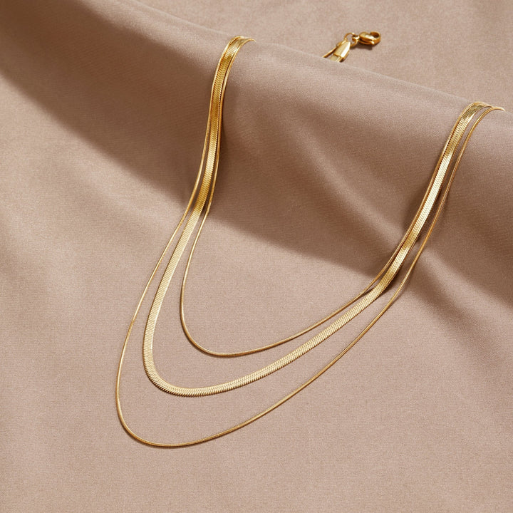 Luna™ | Collier Multistrat Doré avec Chaîne Élégante