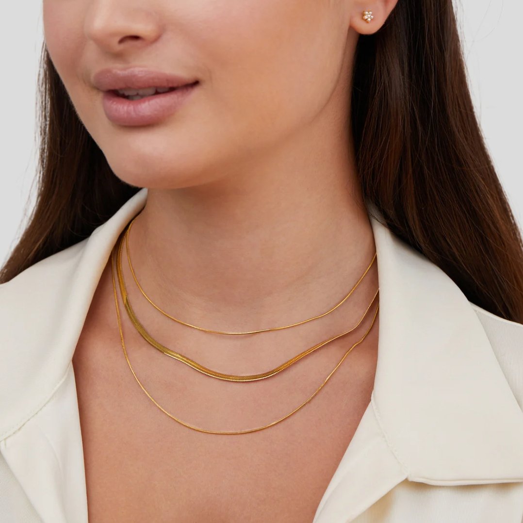 Luna™ | Collier Multistrat Doré avec Chaîne Élégante