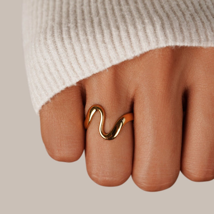 Luna™ | Bague Onda Dorata Élégante en Or avec Pierres Précieuses