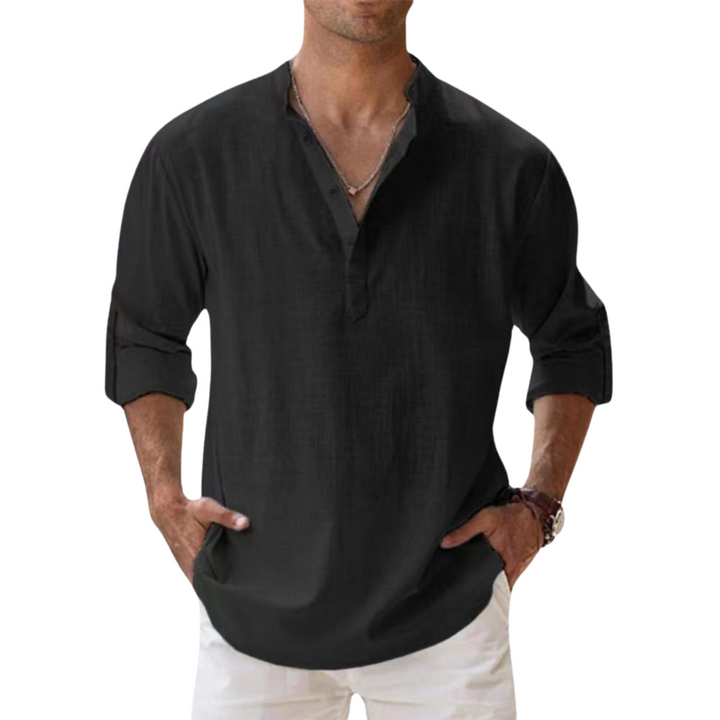 Savrani™ - Chemise Henley en coton effet lin