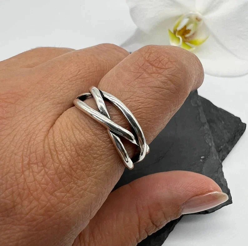 Luna™ | Bague Réglable Épaisse en Argent