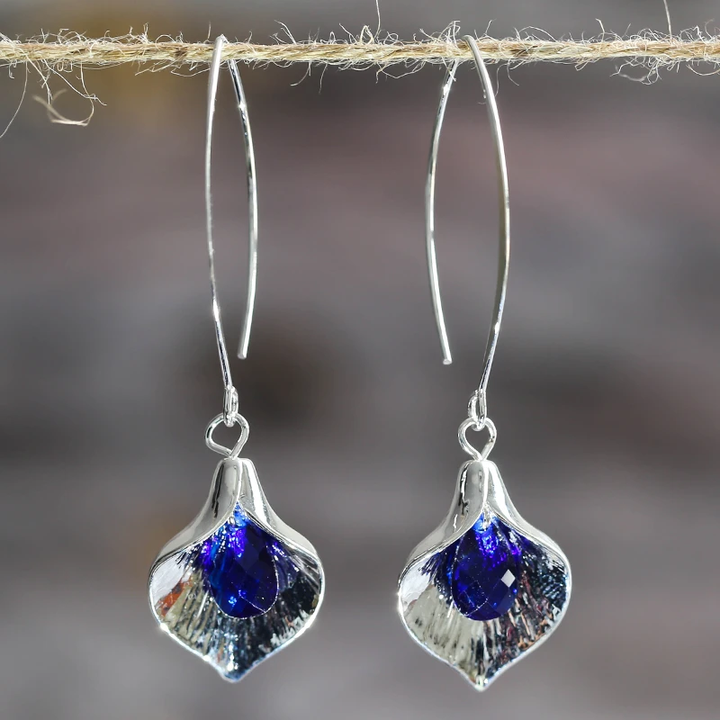 Luna™ | Boucles d'oreilles en argent avec pierre bleue élégante