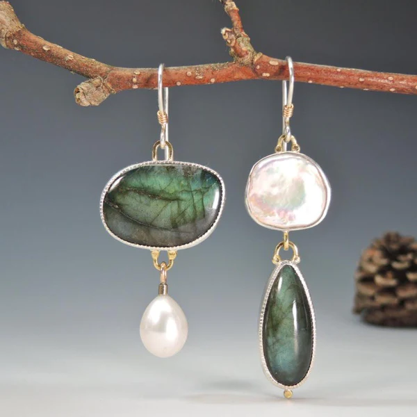 Luna™ | Boucles d'oreilles vintage en pierre naturelle