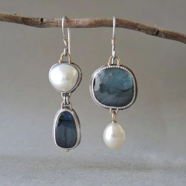 Luna™ | Boucles d'oreilles vintage en pierre bleue naturelle