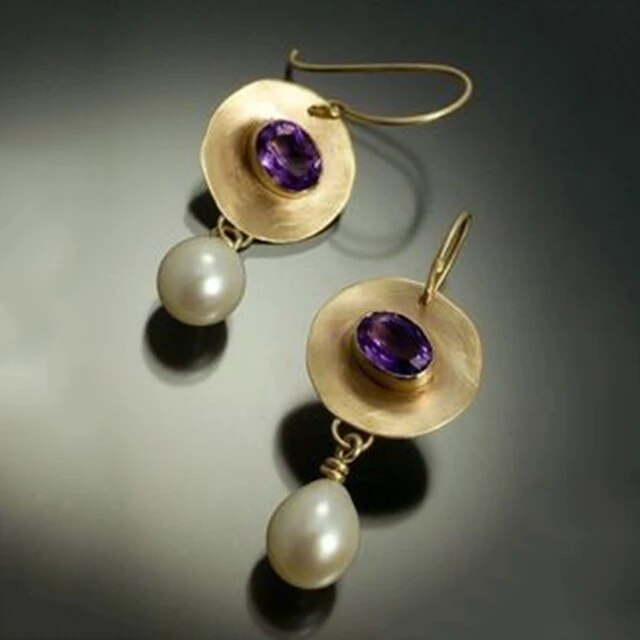 Luna™ | Boucles d'oreilles vintage en perles dorées